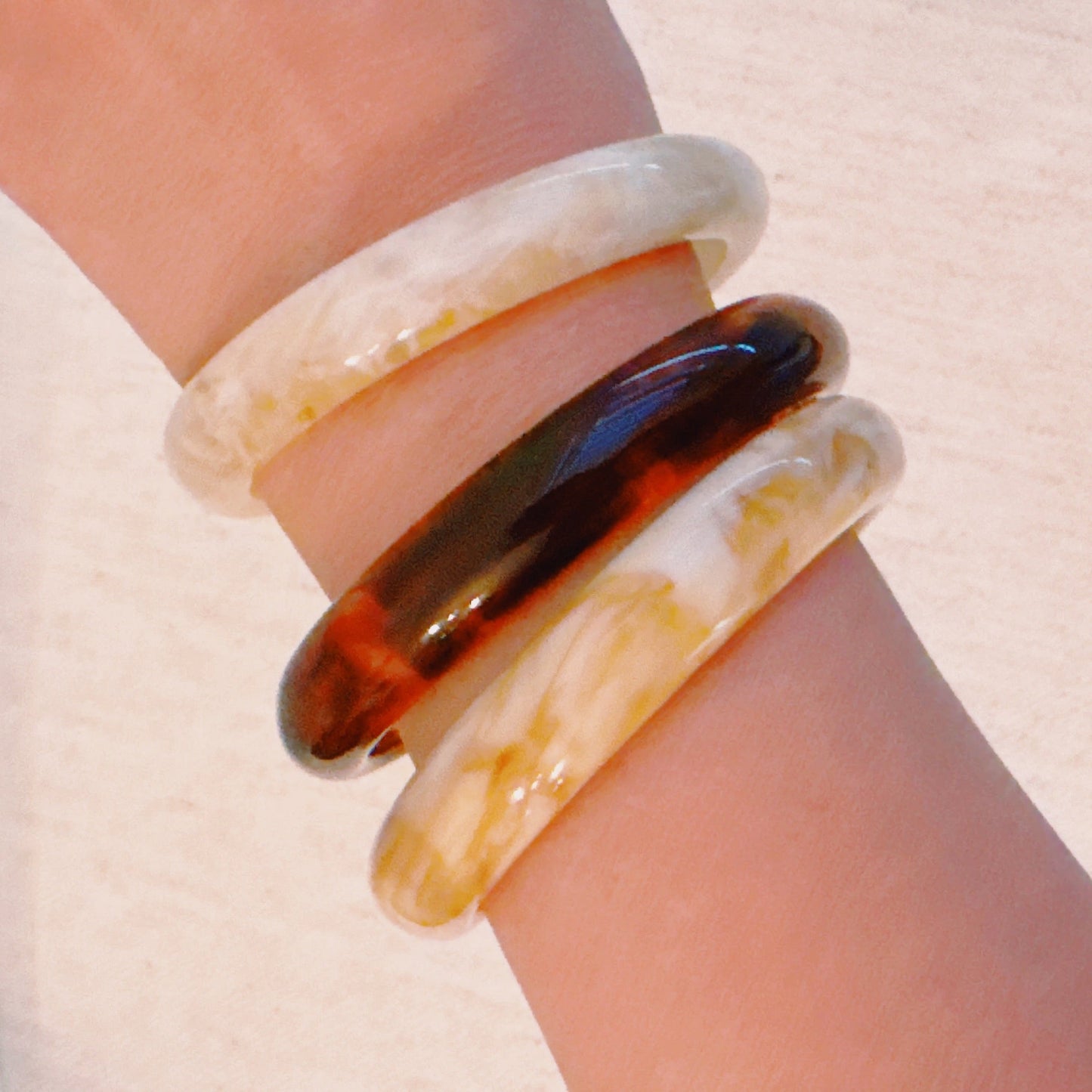Natural Tones Bold Resin Bangle Set of 3