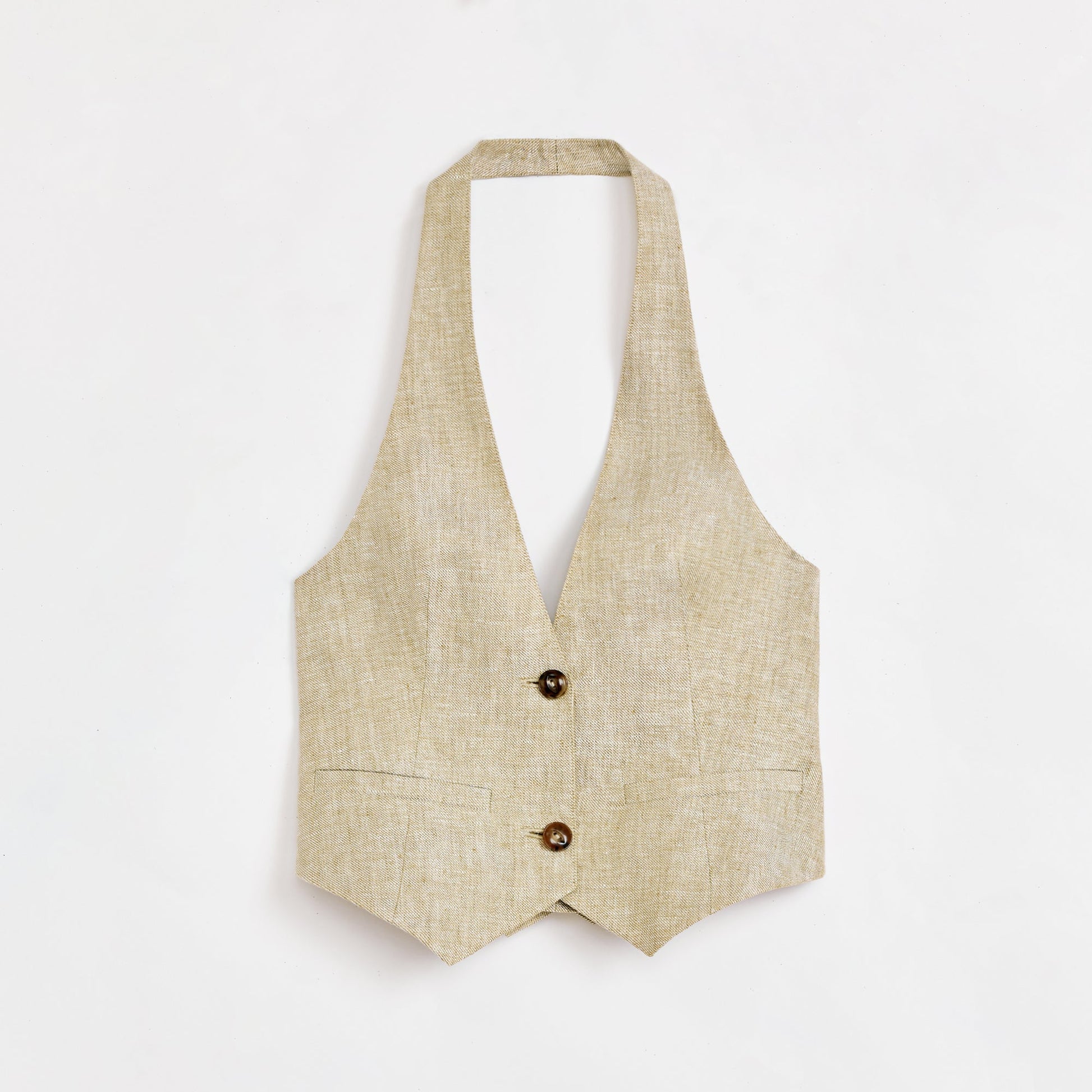 Linen V-Neck Halter Vest and Fishtail Skirt Set - Premium variable from Tooksie - Just $82.99! Shop now at Tooksie