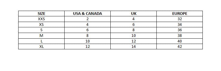 Tooksie Size Chart