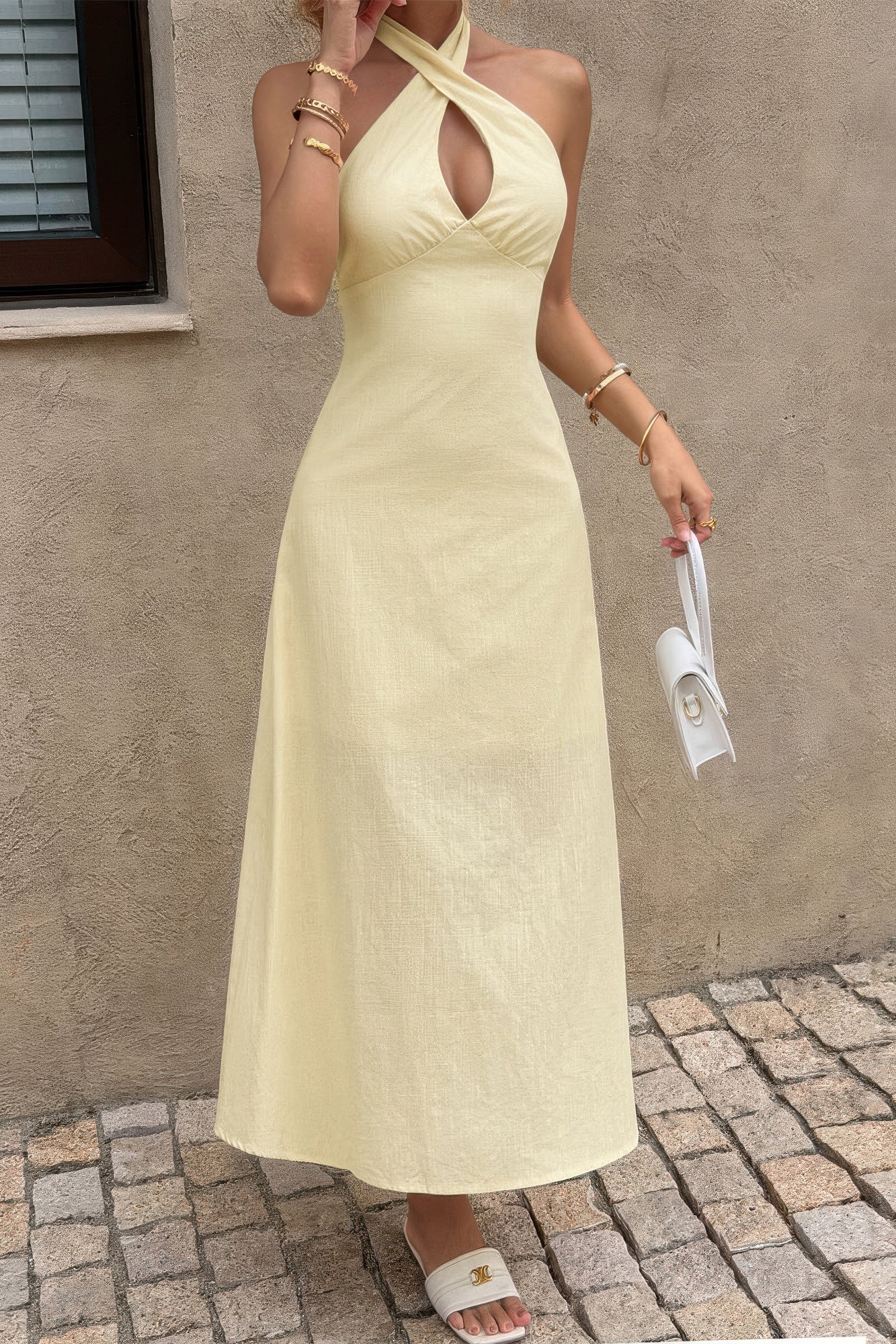 Halter Cross Neck Maxi Dress - Premium variable from Tooksie - Just $49.99! Shop now at Tooksie