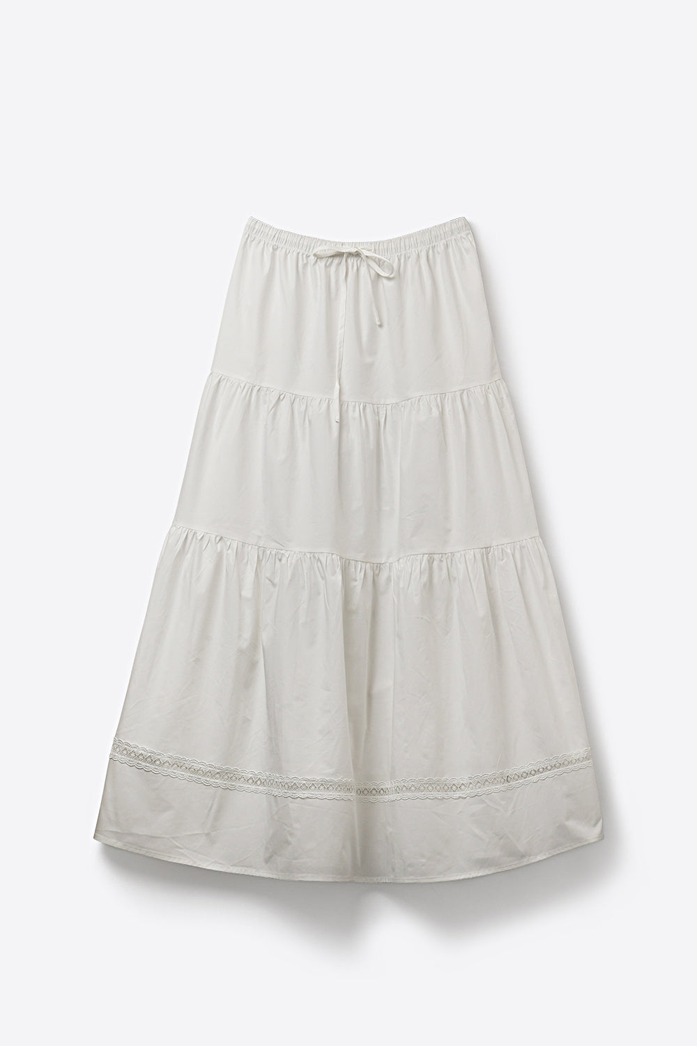 White Poplin Maxi Skirt With Lace Detail - Premium variable from Tooksie - Just $65.99! Shop now at Tooksie