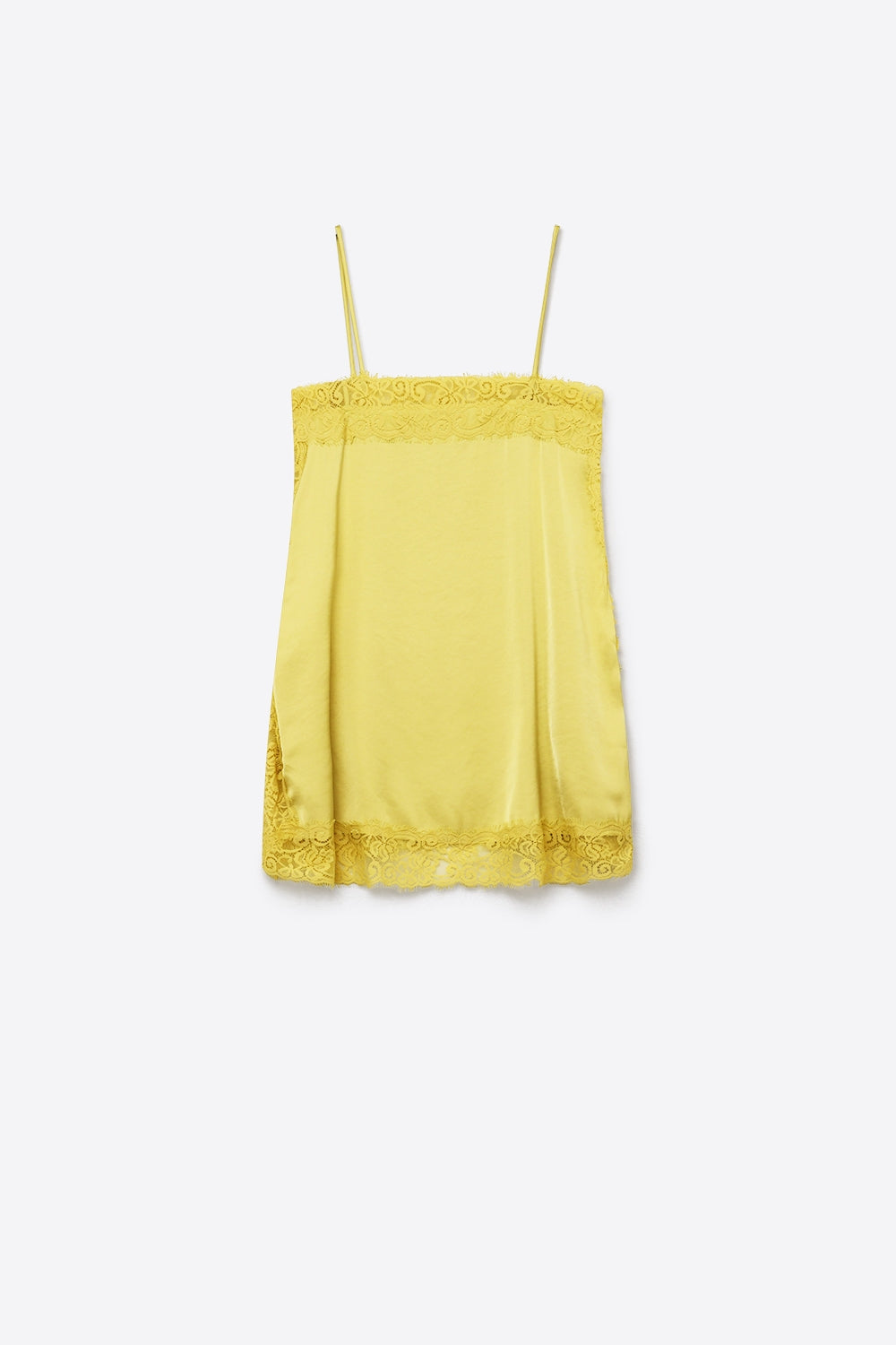 Yellow Satin Slip Top With Lace Trim - Premium variable from Tooksie - Just $32.99! Shop now at Tooksie