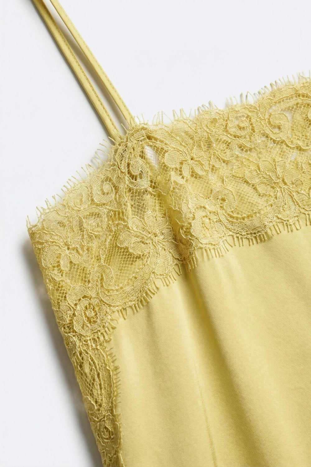 Yellow Satin Slip Top With Lace Trim - Premium variable from Tooksie - Just $32.99! Shop now at Tooksie