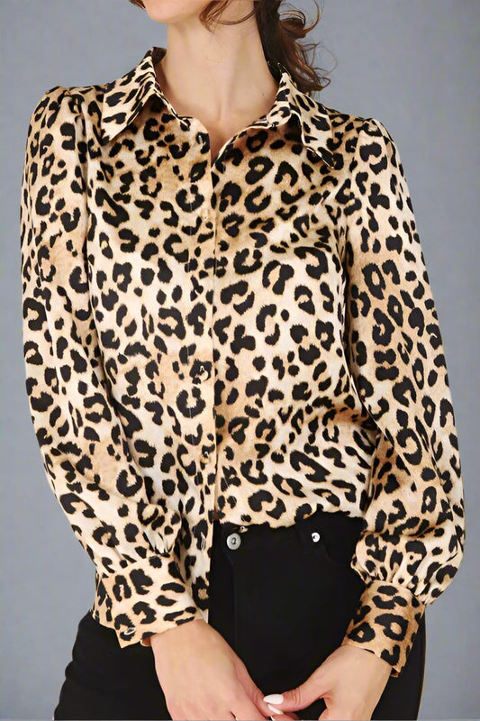 Satin Leopard Blouse - Premium variable from Lilou - Just $29.99! Shop now at Tooksie