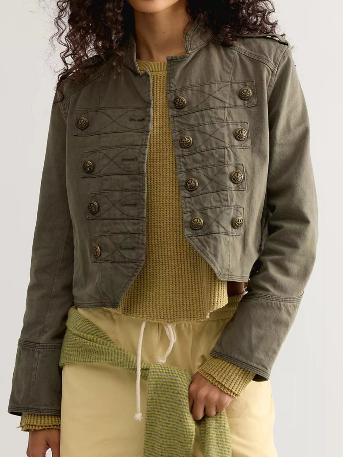 Cropped Military-Inspired Jacket - Premium variable from Tooksie - Just $81.99! Shop now at Tooksie