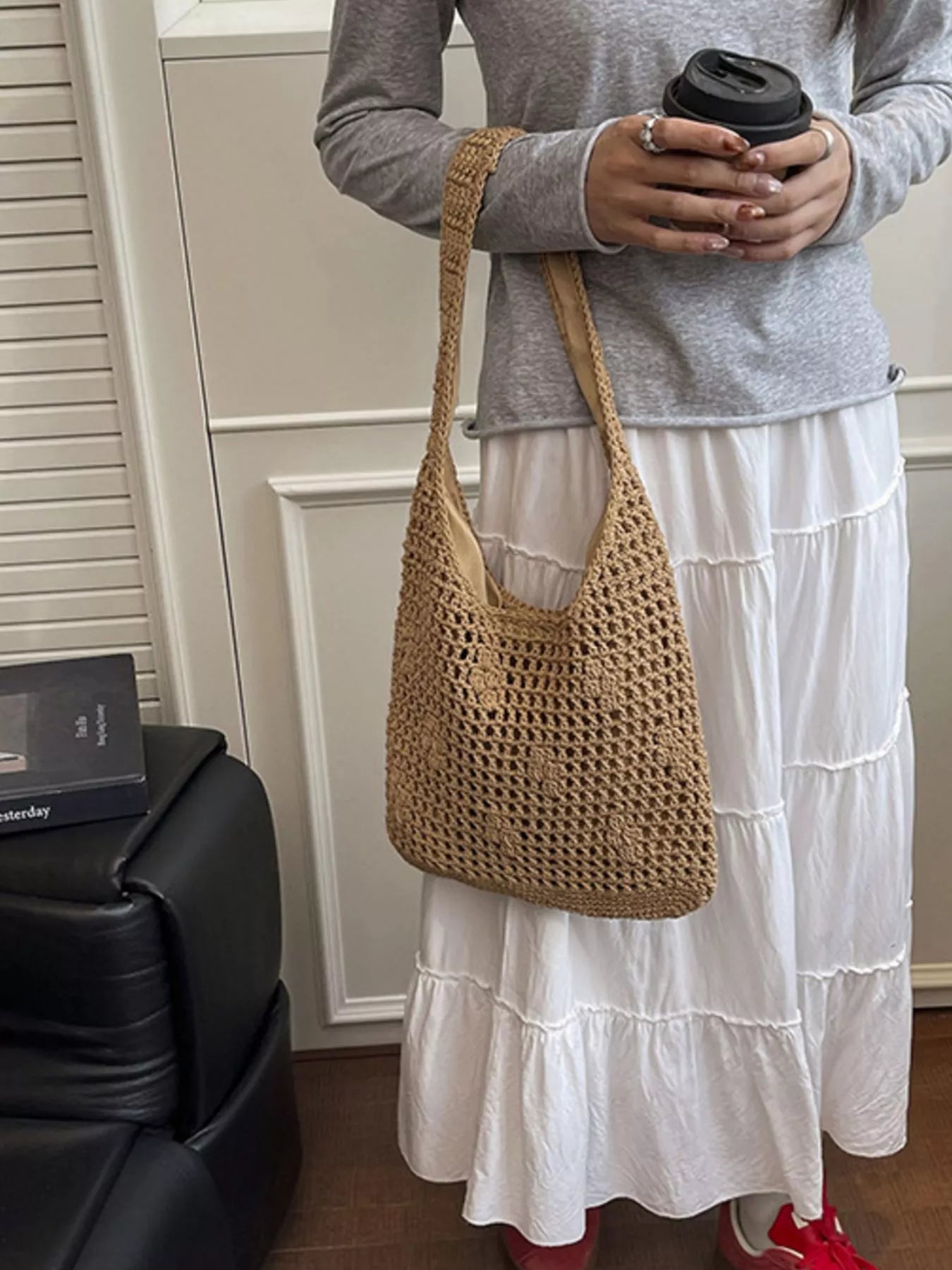 Knitted Crochet Shoulder Bag - Premium simple from Tooksie - Just $31.99! Shop now at Tooksie