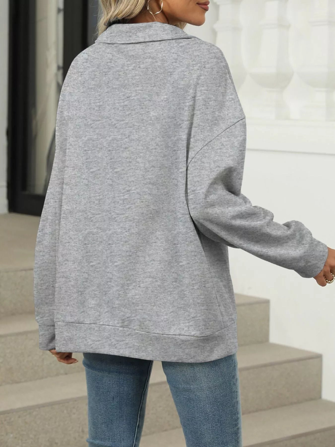 Collared Long Sleeve Sweatshirt - Premium variable from Tooksie - Just $30.99! Shop now at Tooksie