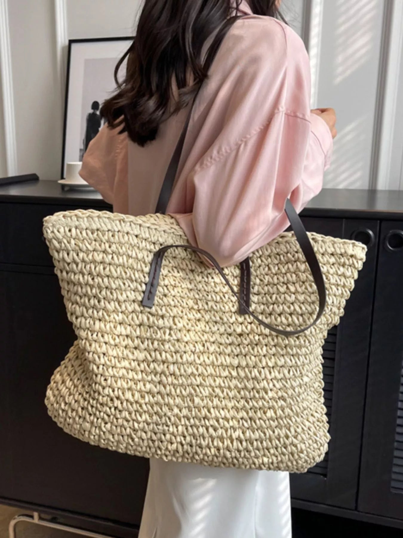 Woven Straw Shoulder Bag - Premium  from Trendsi - Just $31.99! Shop now at Tooksie