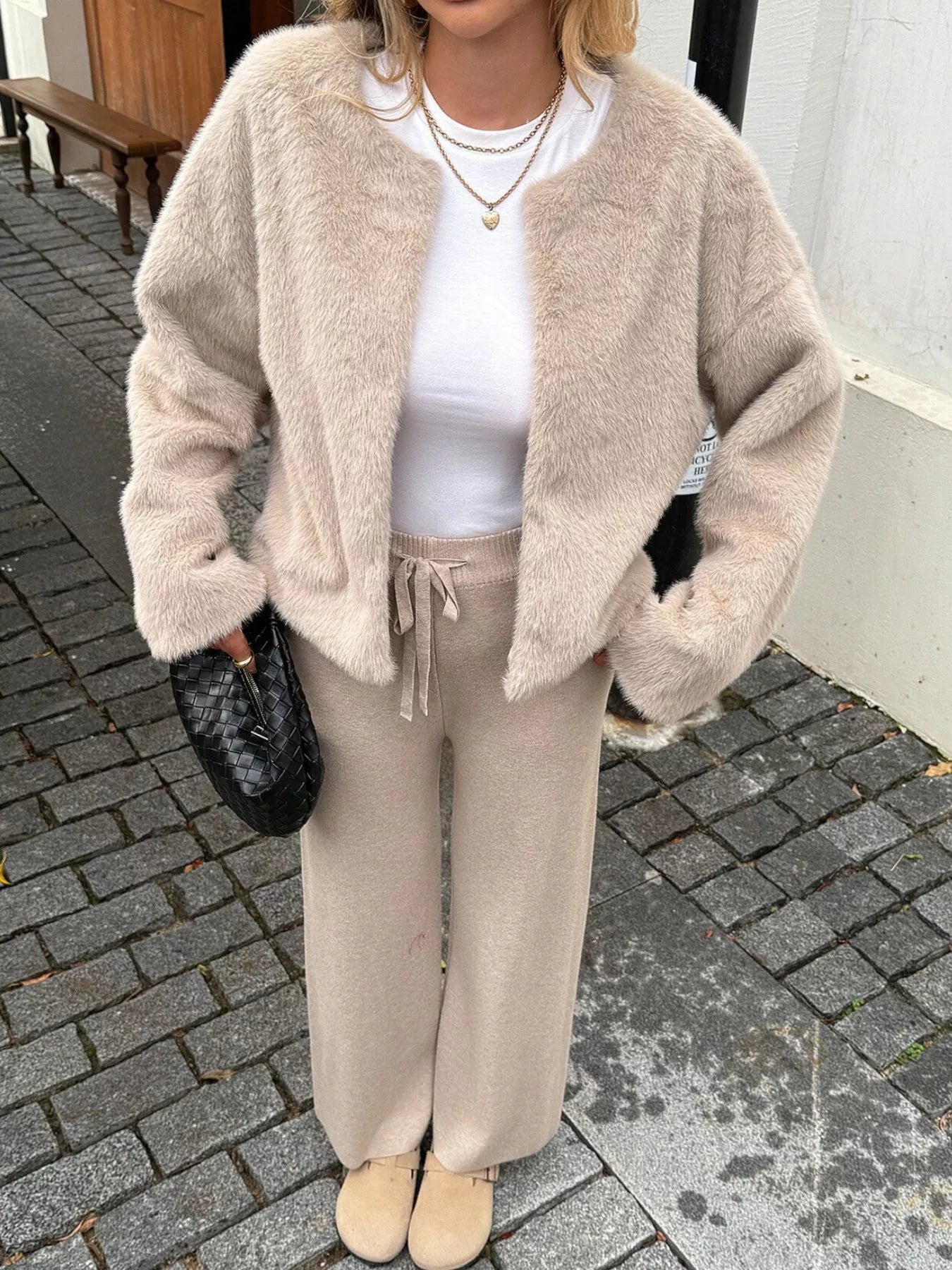 Collarless Open Front Jacket - Premium variable from Tooksie - Just $73.99! Shop now at Tooksie