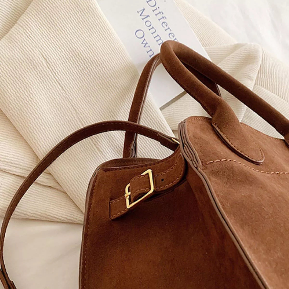 Suede Style Large Handbag - Premium variable from Tooksie - Just $51.99! Shop now at Tooksie