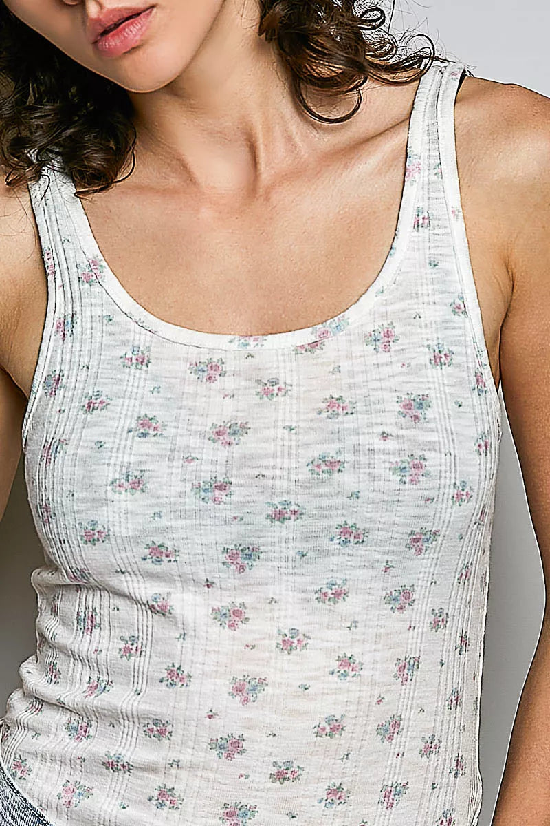 Floral Ribbed Tank Top - Premium variable from Tooksie - Just $41.99! Shop now at Tooksie