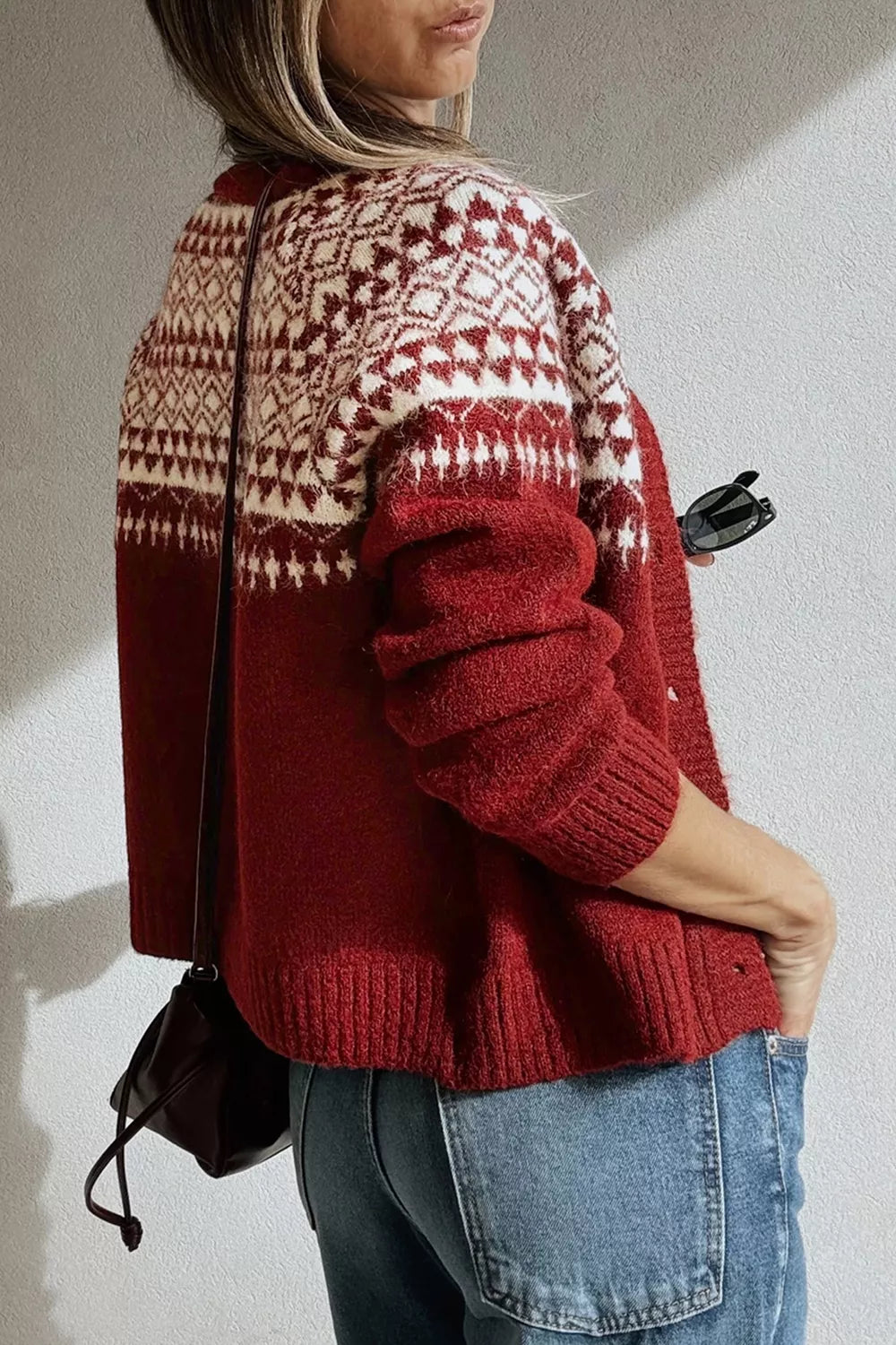 Fair Isle Button Front Cardigan - Premium variable from Tooksie - Just $61.99! Shop now at Tooksie