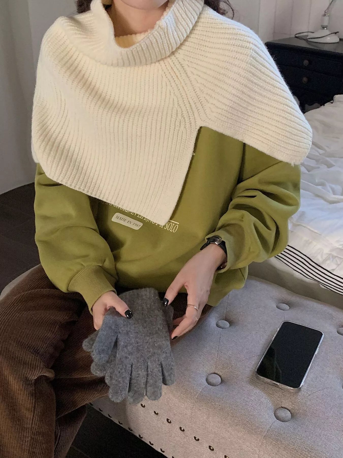 Chunky Knit Turtleneck Slit Scarf - Premium variable from Trendsi - Just $18.99! Shop now at Tooksie