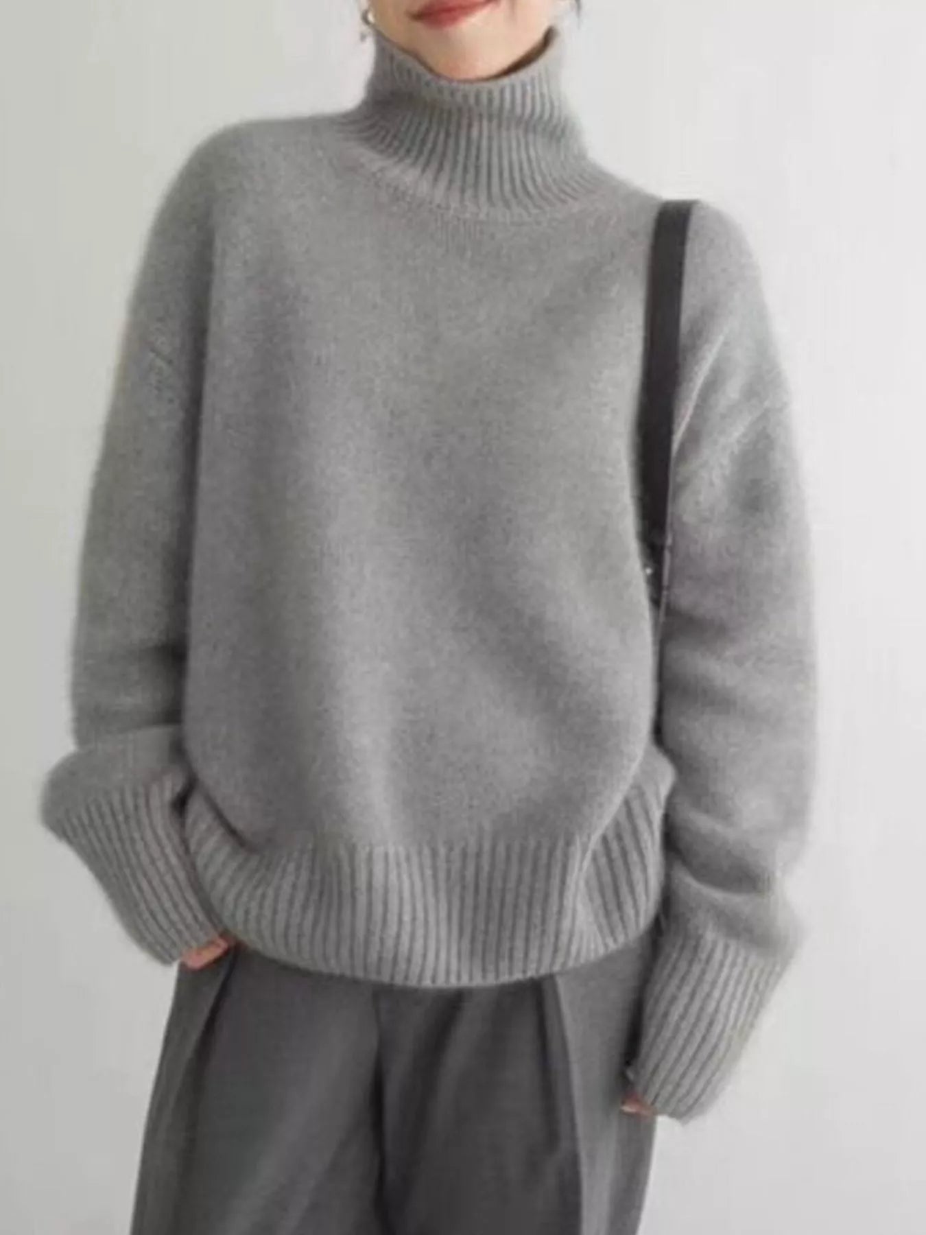 Turtleneck Dropped Shoulder Sweater - Premium variable from Tooksie - Just $35.99! Shop now at Tooksie