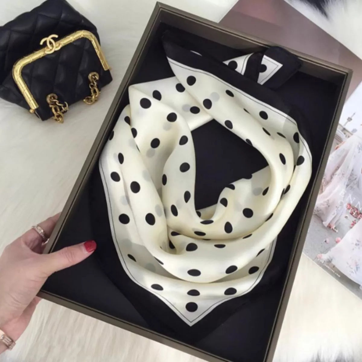 Polka Dot Silk Scarf - Premium variable from Tooksie - Just $21.99! Shop now at Tooksie