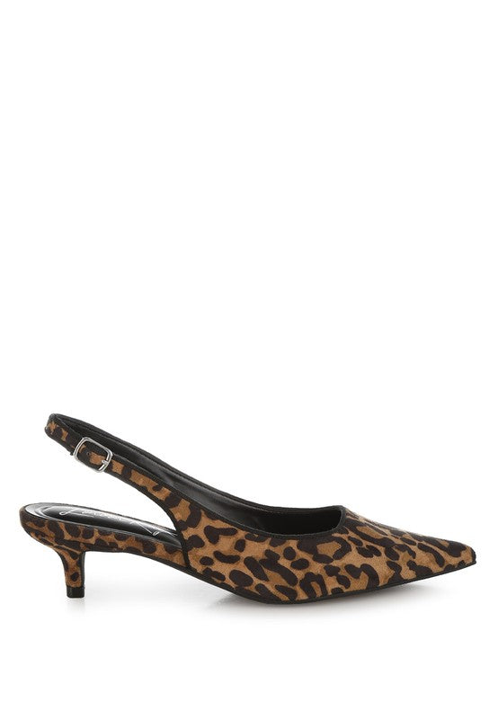 Leopard Print Kitten Heel Slingbacks Best Price in 2024 at Tooksie