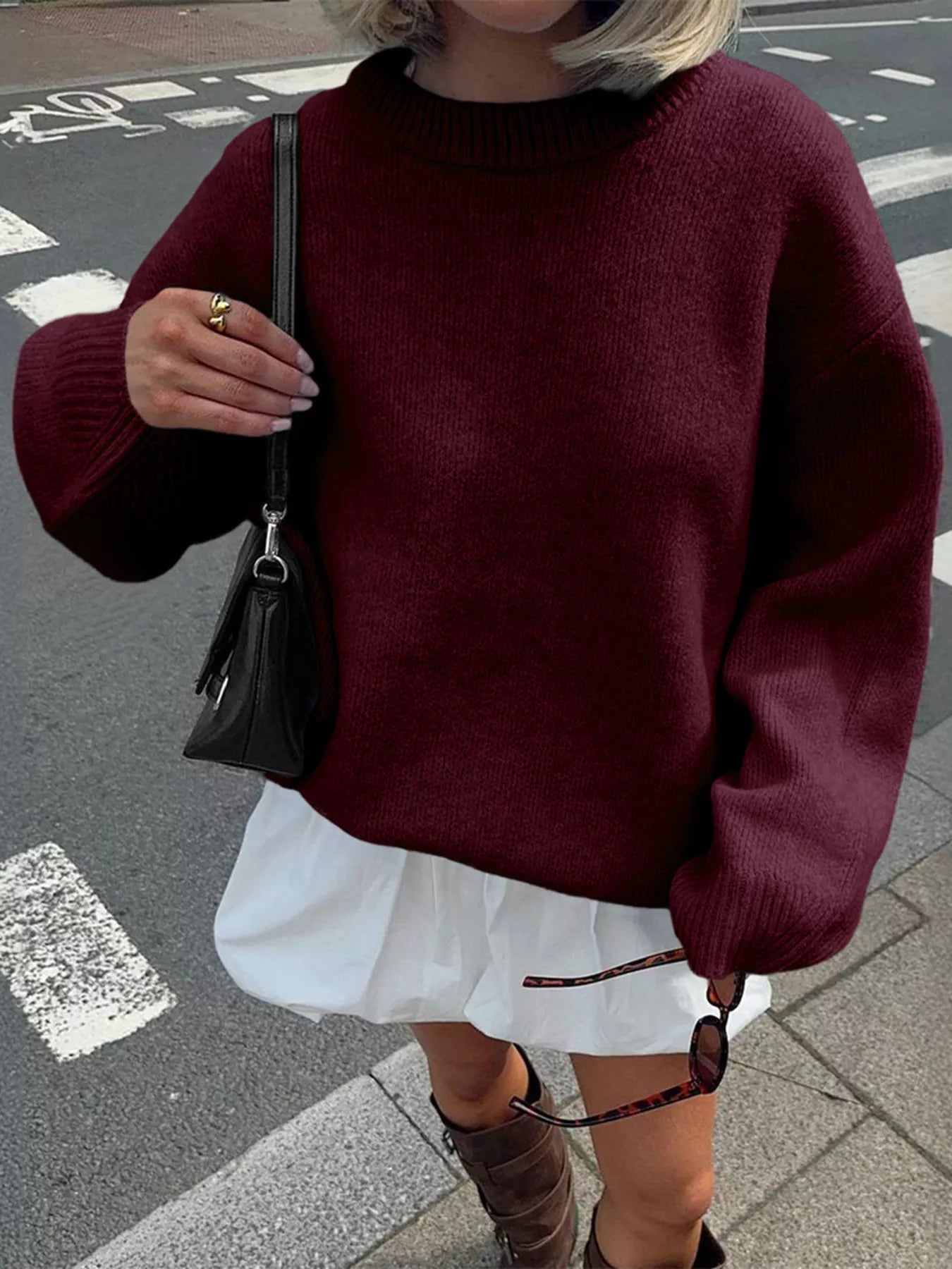 Classic Ribbed Oversized Dropped Shoulder Sweater - Premium variable from Tooksie - Just $47.99! Shop now at Tooksie