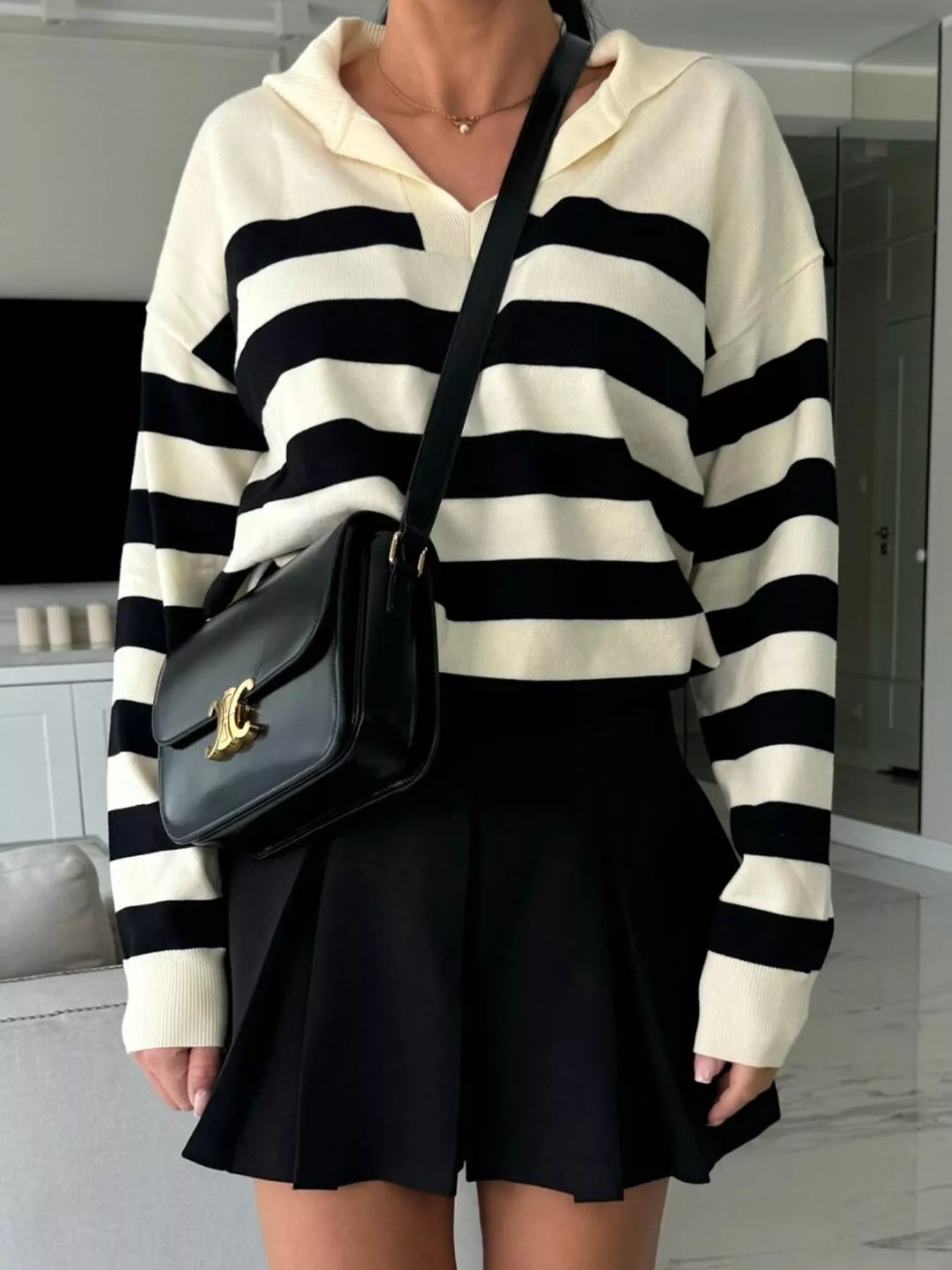 Striped Dropped Shoulder Sweater - Premium variable from Tooksie - Just $48.99! Shop now at Tooksie