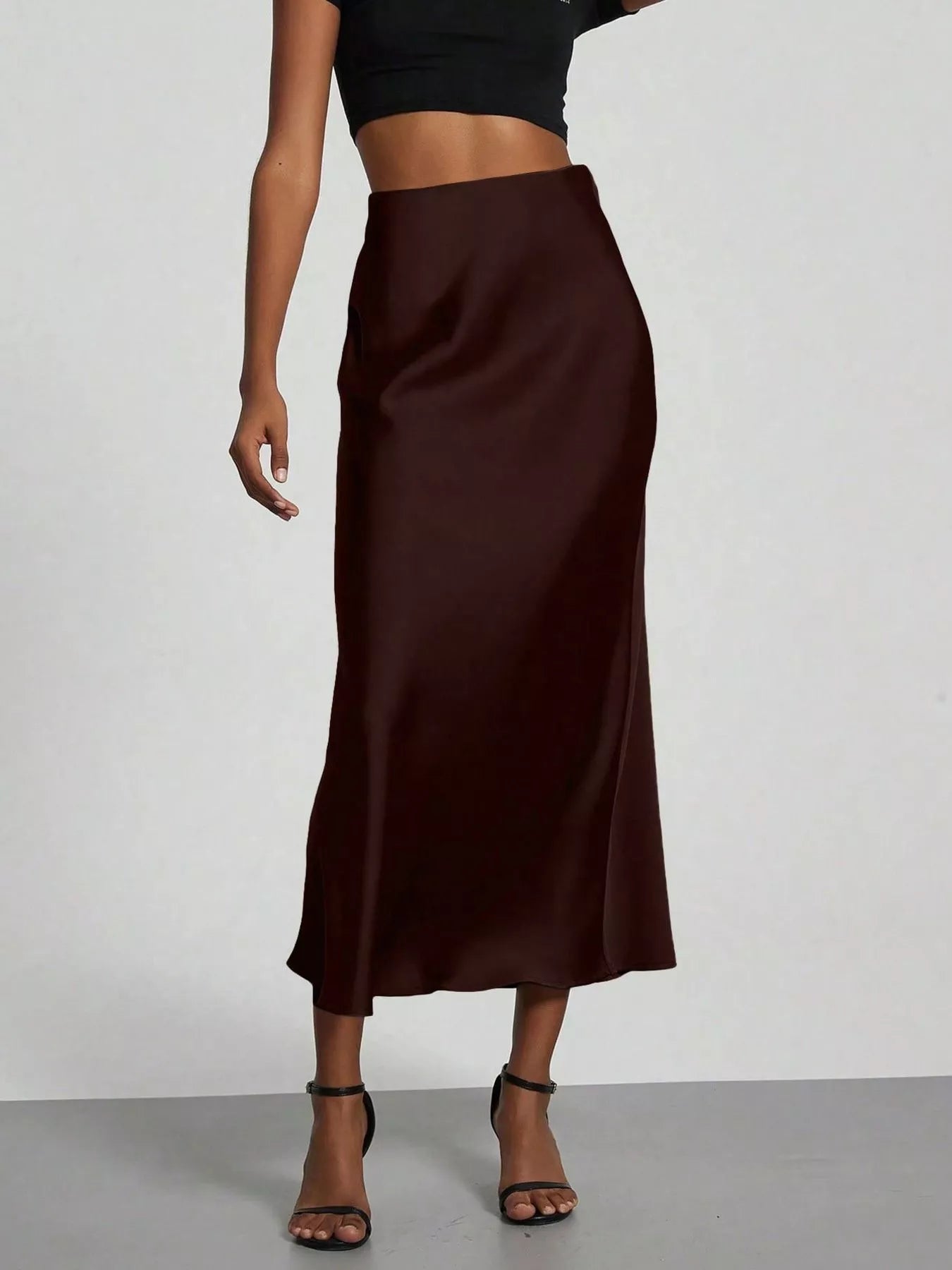 Satin Midi Skirt - Premium variable from Tooksie - Just $28.99! Shop now at Tooksie