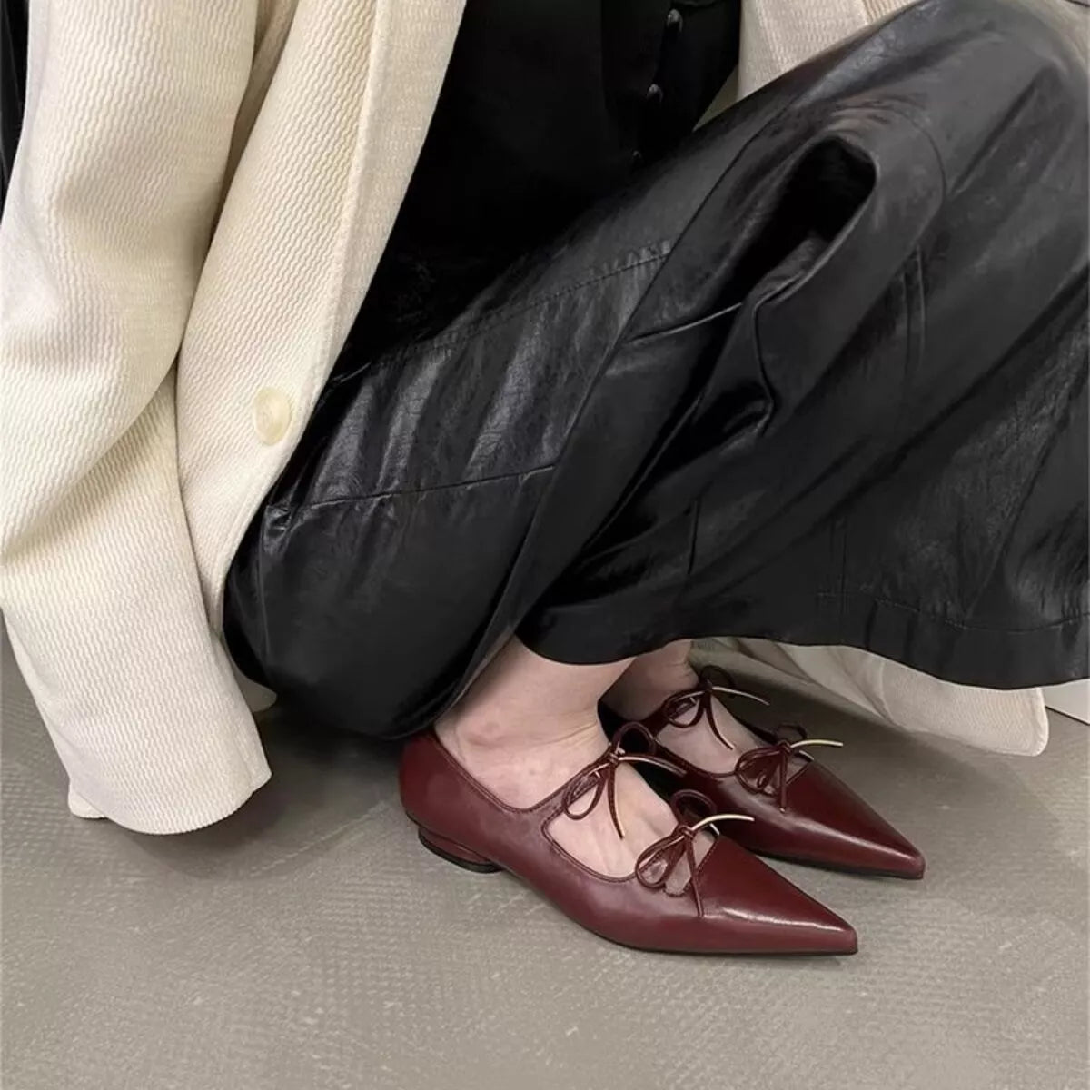 Bow Pointed Toe Flats - Premium variable from Tooksie - Just $62.99! Shop now at Tooksie