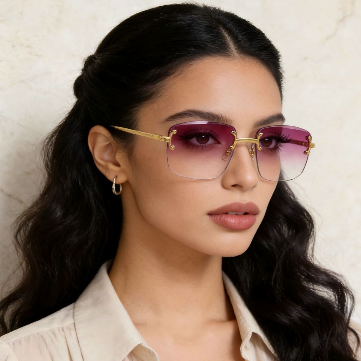 Rimless Gradient Tinted Sunglasses - Premium variable from Tooksie - Just $22.99! Shop now at Tooksie