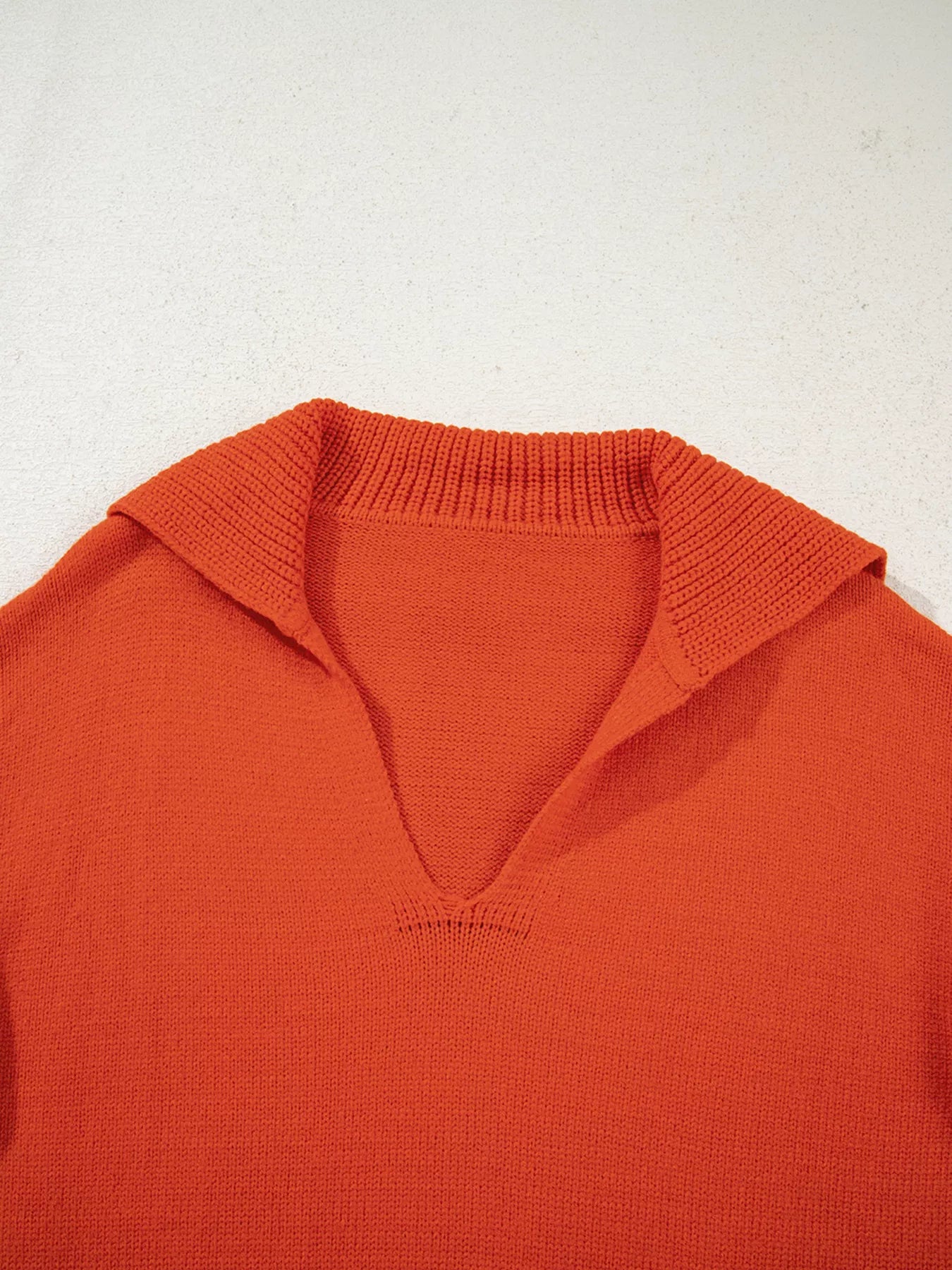 Collared V Neck Ribbed Edge Sweater - Premium variable from Tooksie - Just $44.99! Shop now at Tooksie