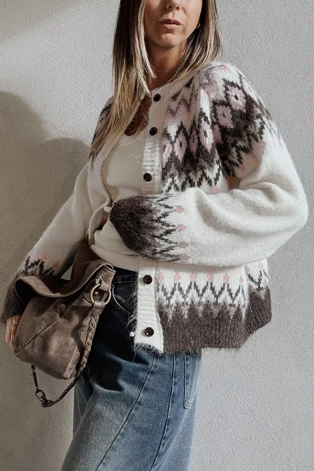 Fair Isle Buttoned Knit Cardigan - Premium variable from Tooksie - Just $58.99! Shop now at Tooksie