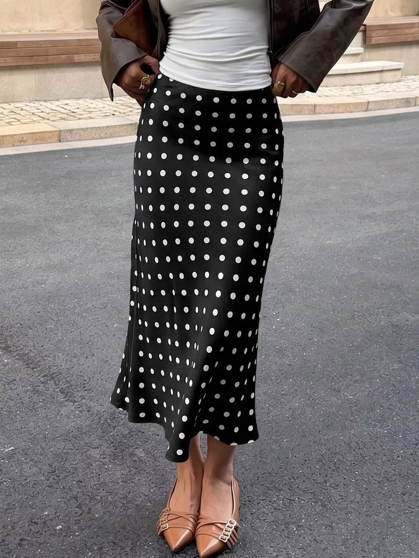 Polka Dot Midi Skirt - Premium variable from Tooksie - Just $33.99! Shop now at Tooksie