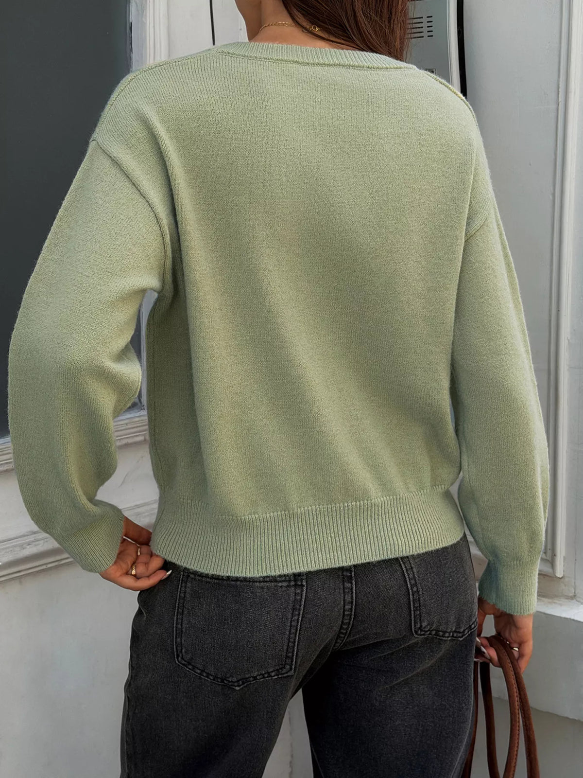 V-Neck Ribbed Hem Sweater - Premium variable from Tooksie - Just $49.99! Shop now at Tooksie