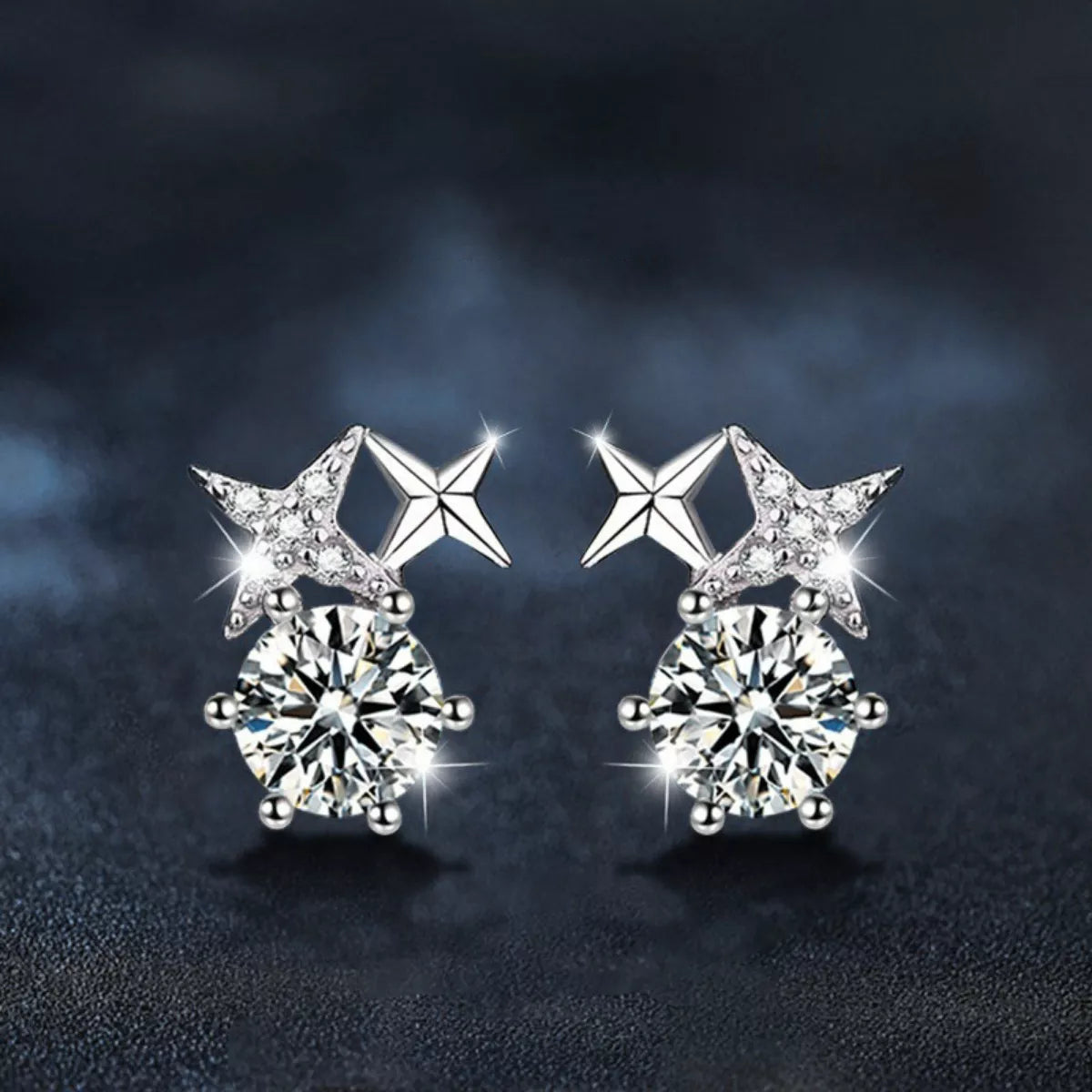 Sterling Silver Moissanite Stud Earrings - Premium simple from Tooksie - Just $59.99! Shop now at Tooksie