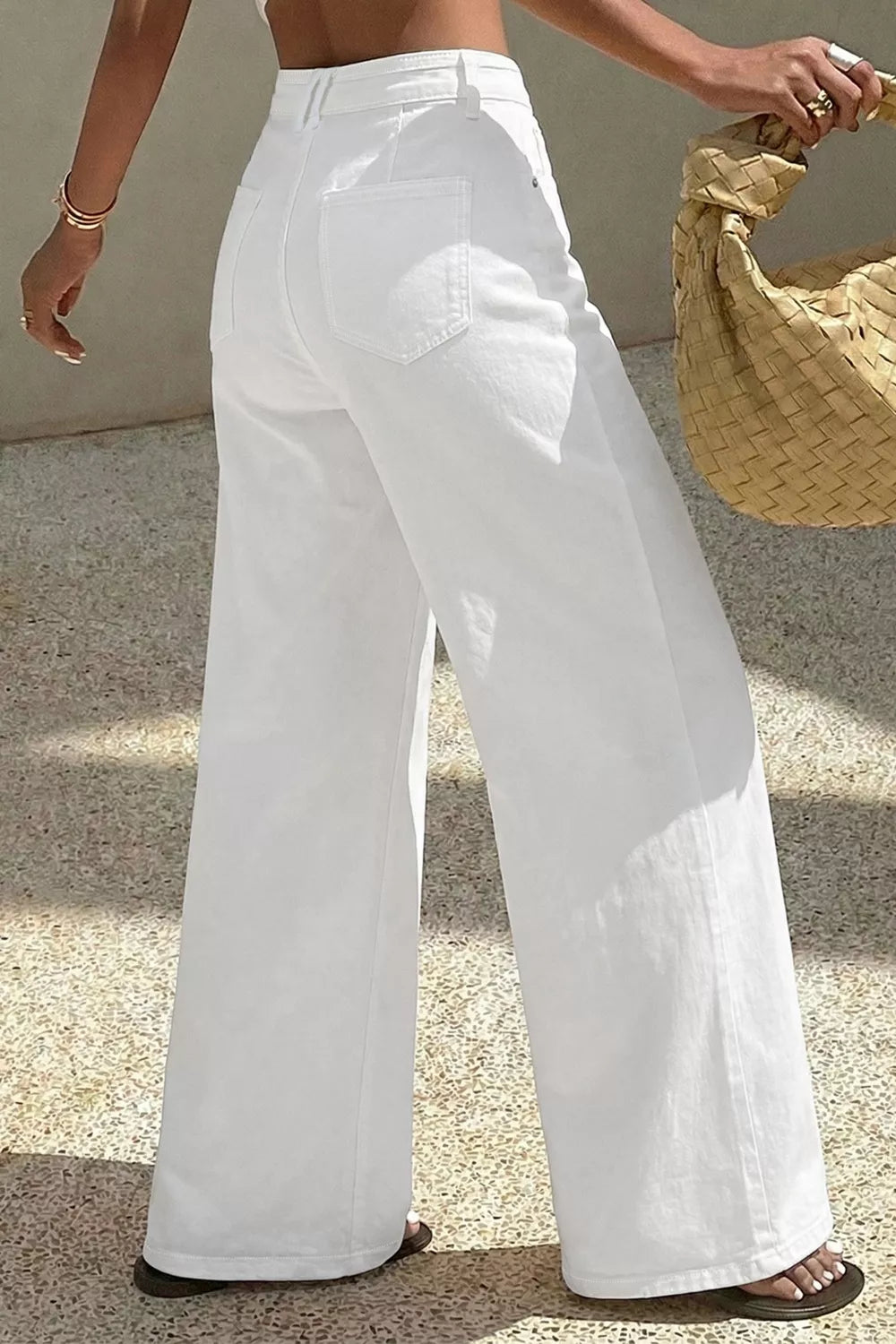 White Wide Leg Jeans - Premium variable from Tooksie - Just $63.99! Shop now at Tooksie