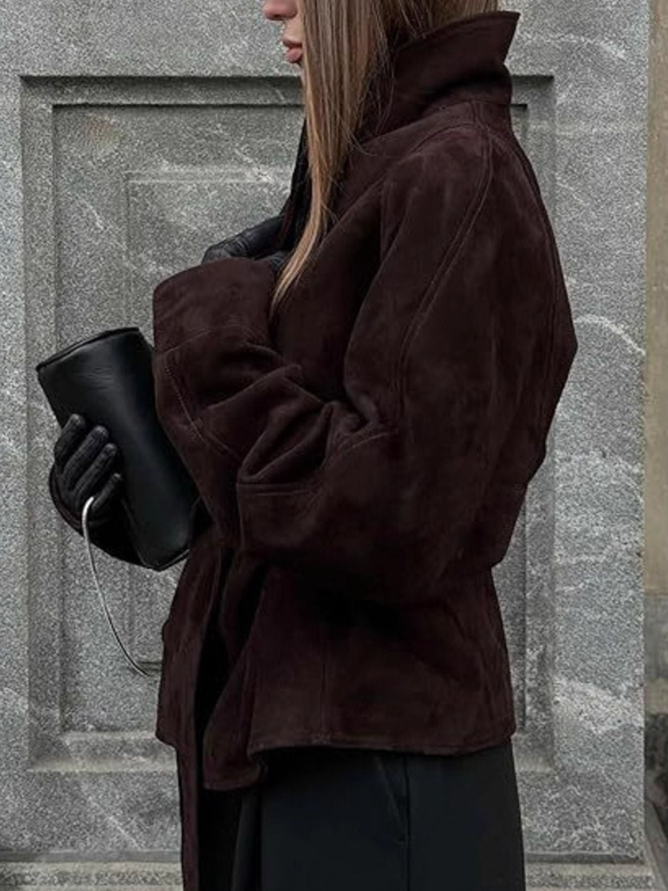 Tie Waist Vintage Style Faux Suede Jacket - Premium variable from Tooksie - Just $96.99! Shop now at Tooksie