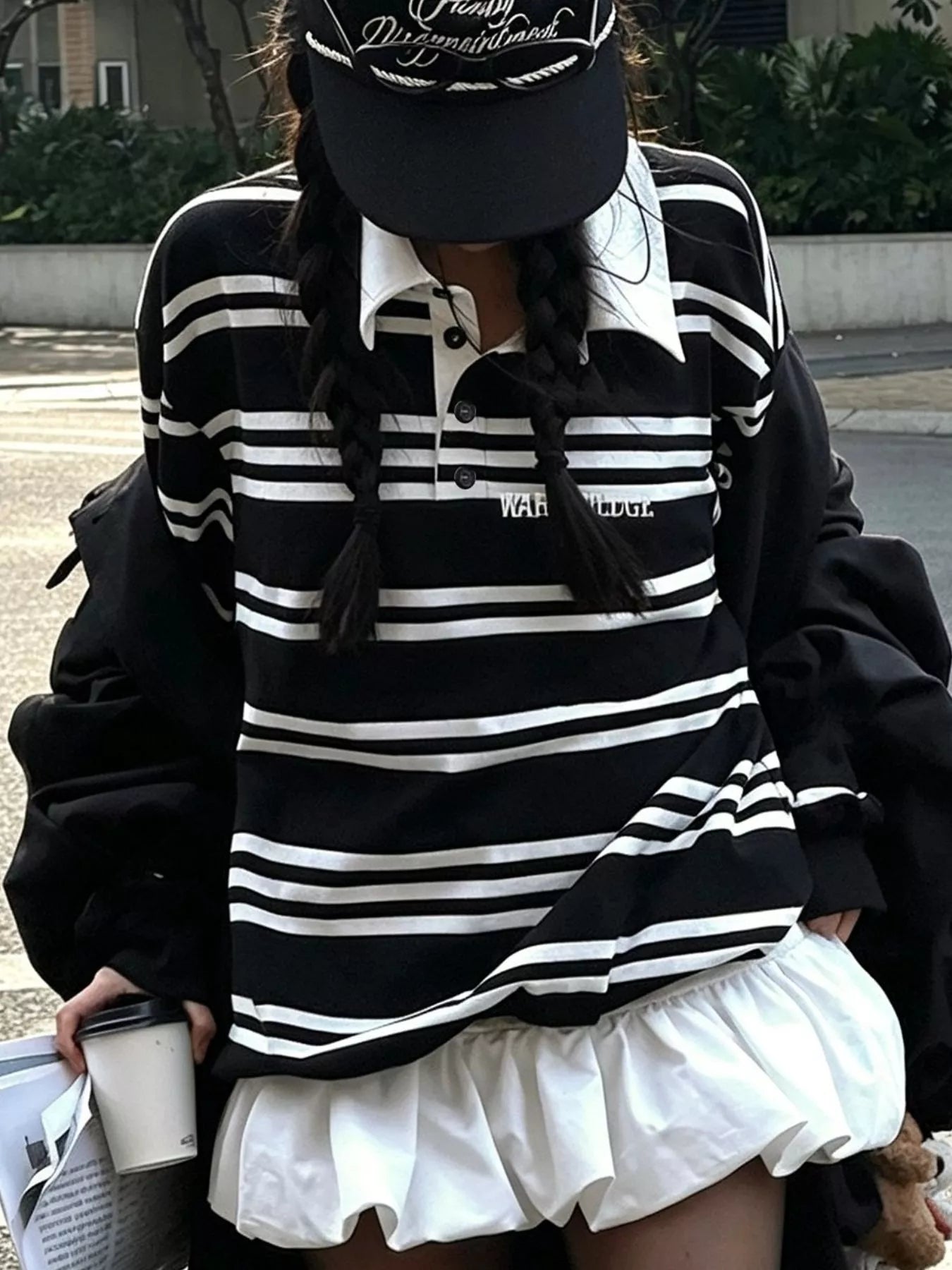 Black & White Striped Oversized Rugby Shirt - Premium variable from Tooksie - Just $41.99! Shop now at Tooksie