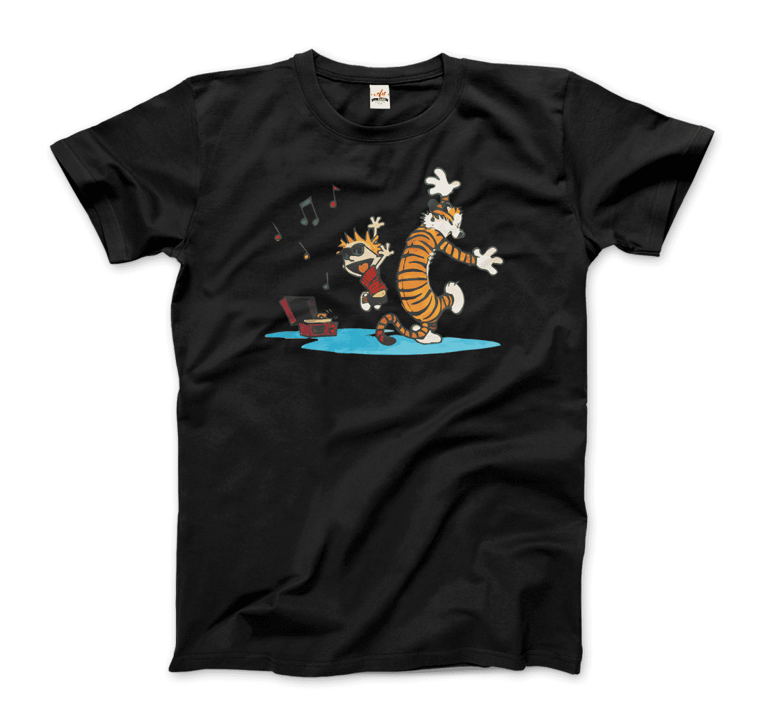 Calvin and Hobbes Dancing with Record Player Graphic Tee - Premium variable from Tooksie - Just $22.99! Shop now at Tooksie