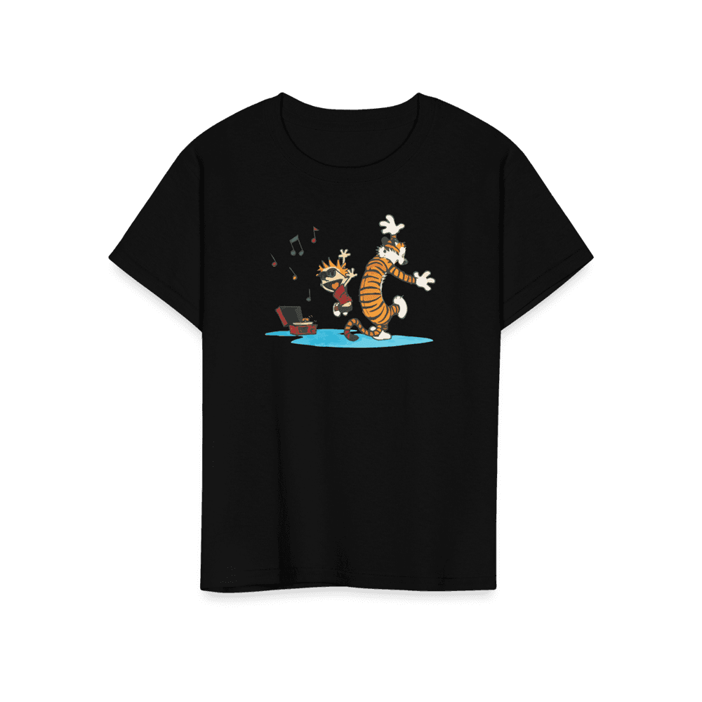 Calvin and Hobbes Dancing with Record Player Graphic Tee - Premium variable from Tooksie - Just $22.99! Shop now at Tooksie