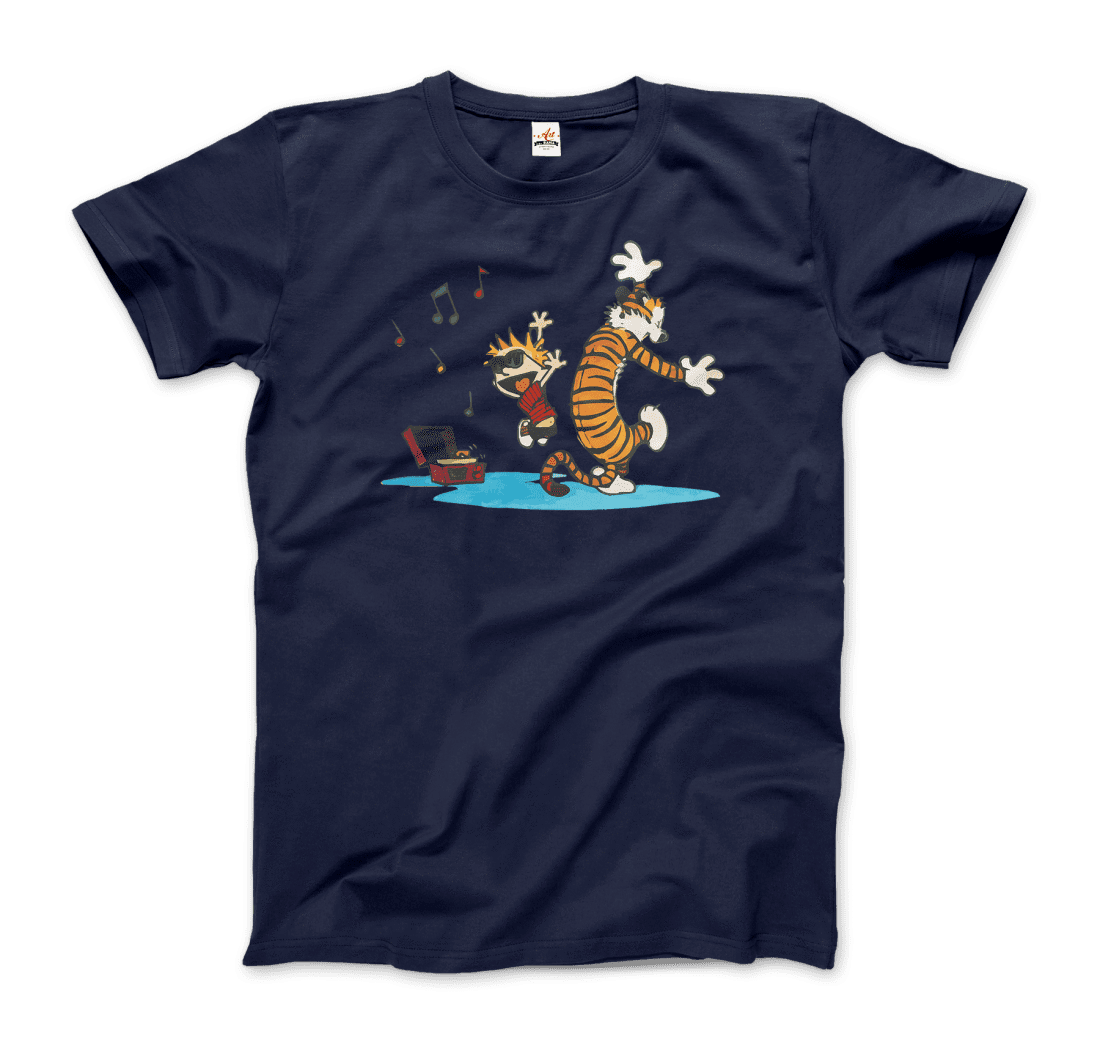 Calvin and Hobbes Dancing with Record Player Graphic Tee - Premium variable from Tooksie - Just $22.99! Shop now at Tooksie