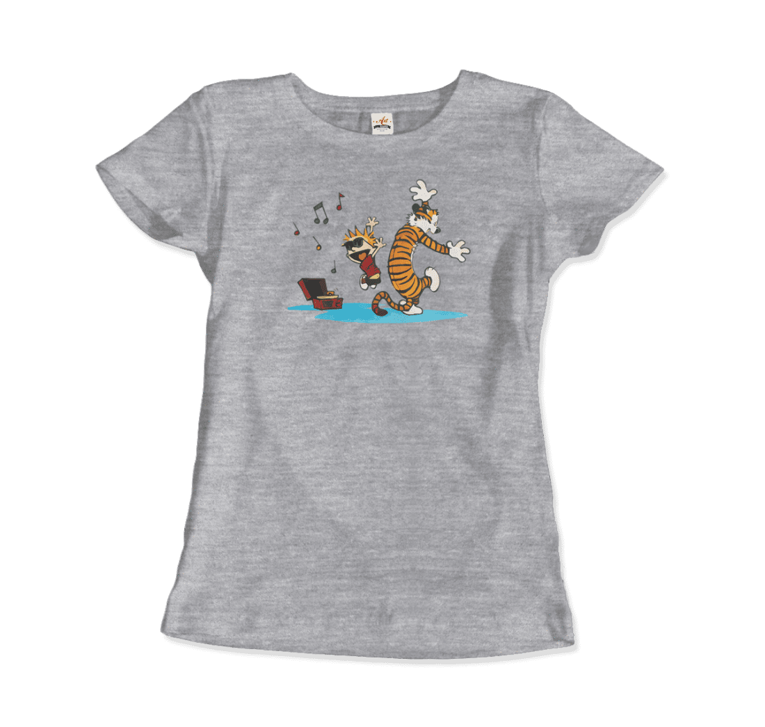 Calvin and Hobbes Dancing with Record Player Graphic Tee - Premium variable from Tooksie - Just $22.99! Shop now at Tooksie