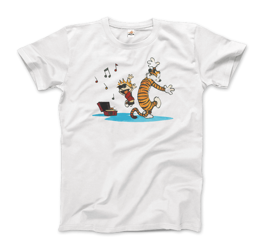 Calvin and Hobbes Dancing with Record Player Graphic Tee - Premium variable from Tooksie - Just $22.99! Shop now at Tooksie