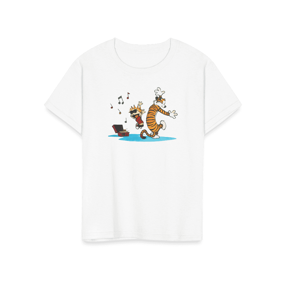 Calvin and Hobbes Dancing with Record Player Graphic Tee - Premium variable from Tooksie - Just $22.99! Shop now at Tooksie