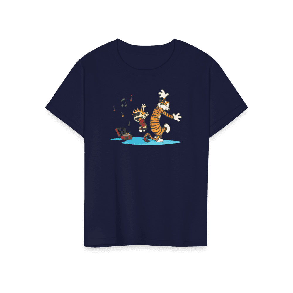 Calvin and Hobbes Dancing with Record Player Graphic Tee - Premium variable from Tooksie - Just $22.99! Shop now at Tooksie