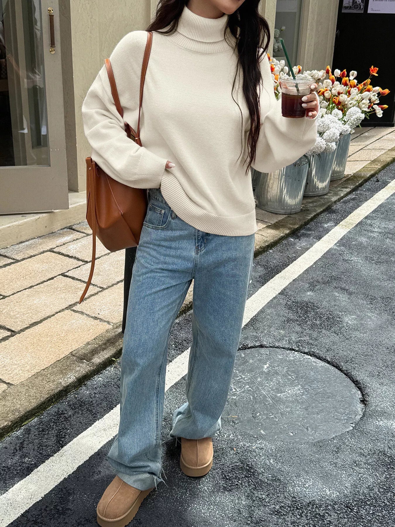 Turtleneck Long Sleeve Sweater - Premium variable from Tooksie - Just $50.99! Shop now at Tooksie
