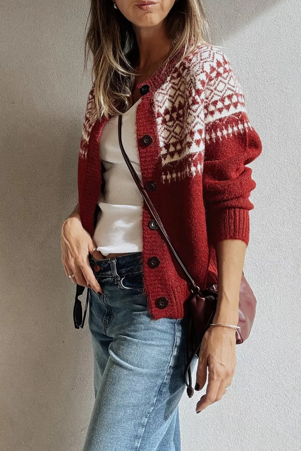 Fair Isle Button Front Cardigan - Premium variable from Tooksie - Just $61.99! Shop now at Tooksie