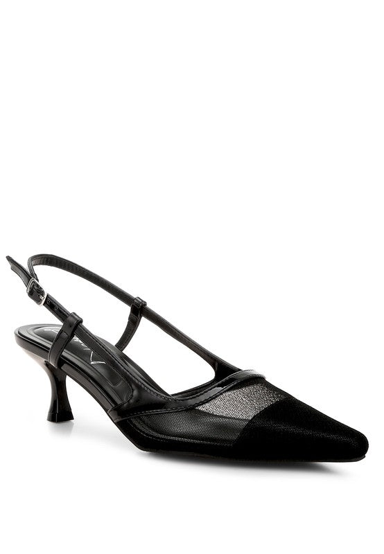 Mesh Kitten Heel Slingbacks - Premium variable from Tooksie - Just $37.99! Shop now at Tooksie