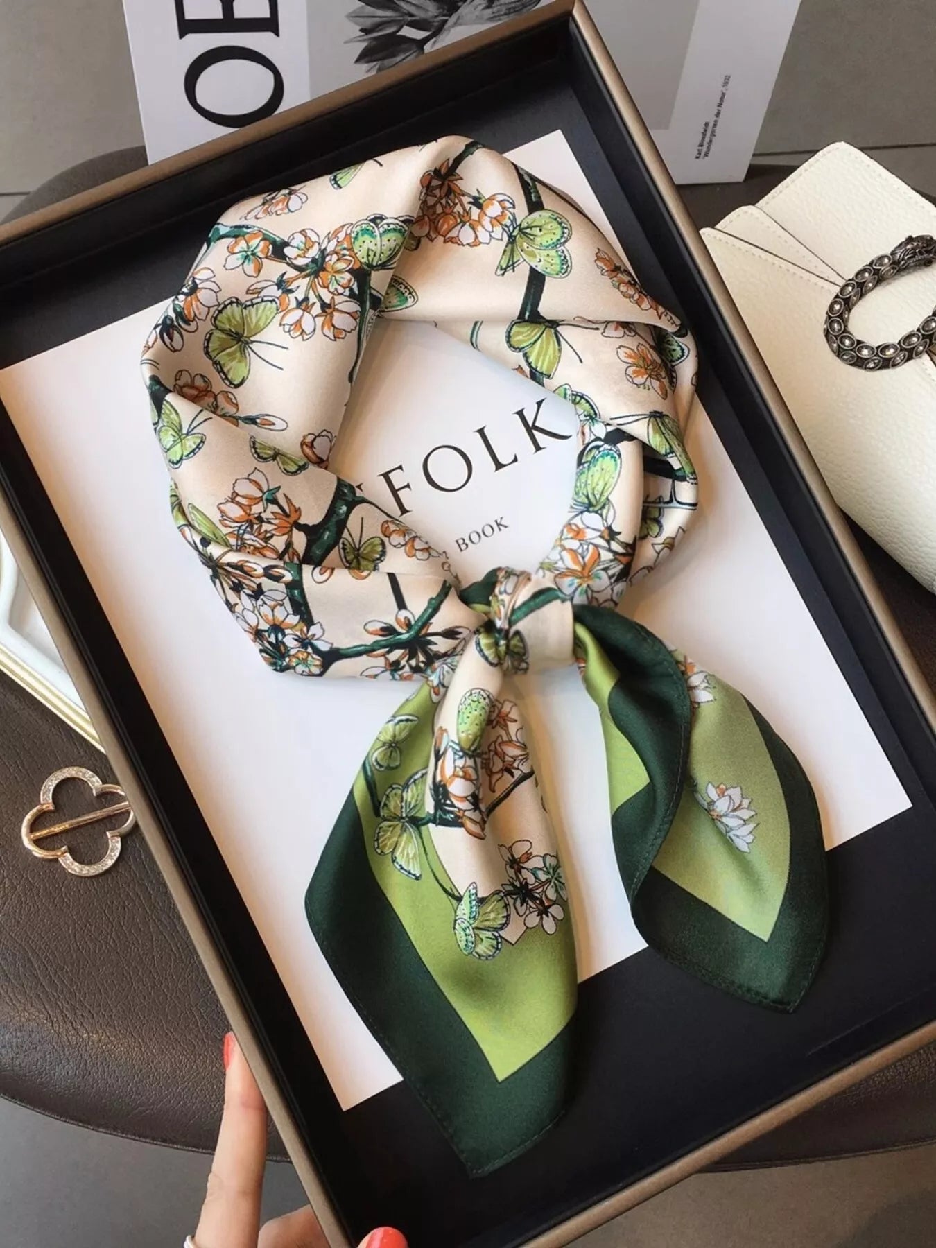 Floral Silk Scarf - Premium simple from Tooksie - Just $36.99! Shop now at Tooksie