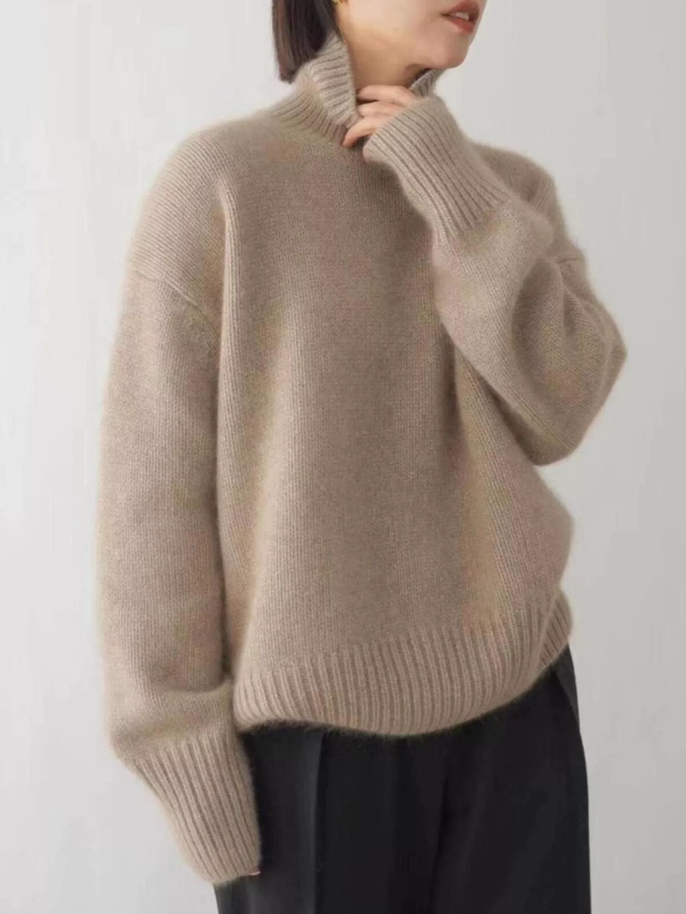 Turtleneck Dropped Shoulder Sweater - Premium variable from Tooksie - Just $35.99! Shop now at Tooksie