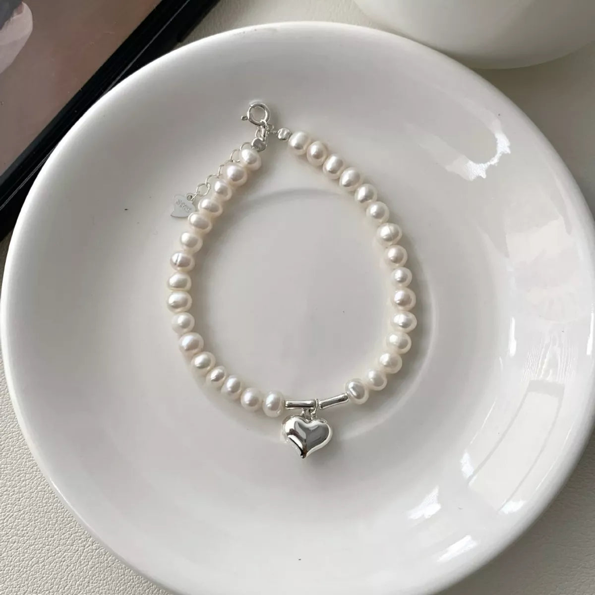 Pearl Heart Charm Bracelet - Premium simple from Tooksie - Just $69.99! Shop now at Tooksie