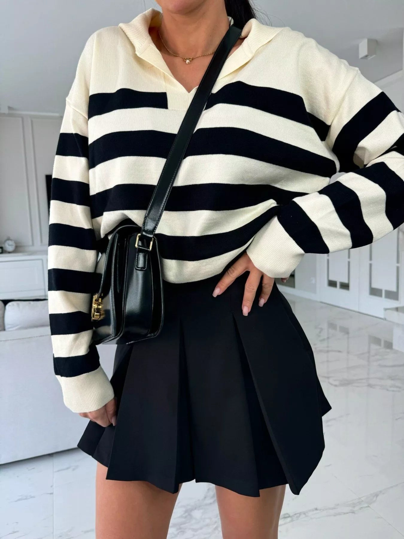 Striped Dropped Shoulder Sweater - Premium variable from Tooksie - Just $48.99! Shop now at Tooksie