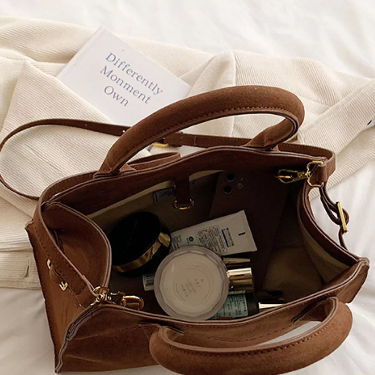 Suede Style Large Handbag - Premium variable from Tooksie - Just $51.99! Shop now at Tooksie