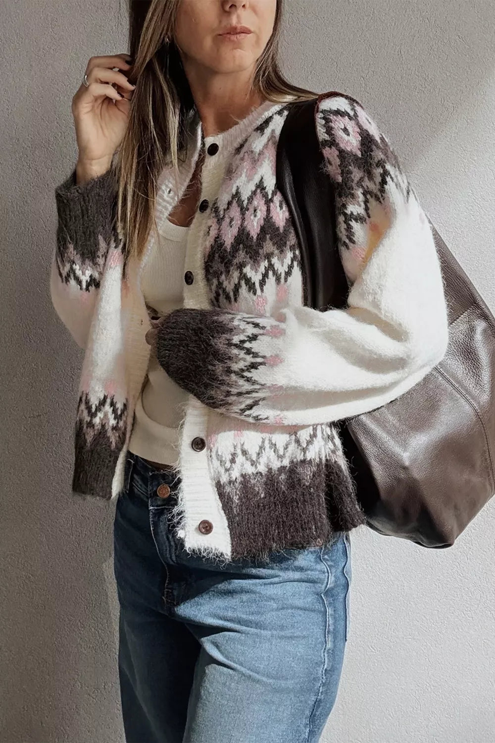 Fair Isle Buttoned Knit Cardigan - Premium variable from Tooksie - Just $58.99! Shop now at Tooksie