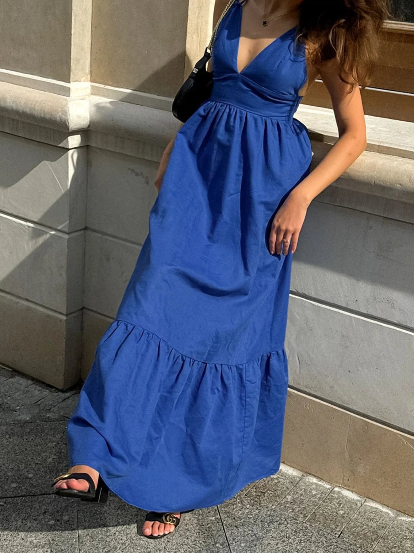 V-Neck Tiered Maxi Cami Dress - Premium variable from Tooksie - Just $45.99! Shop now at Tooksie